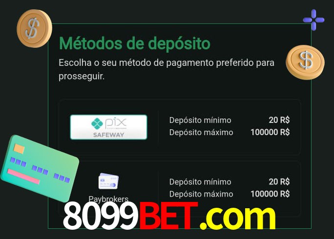 O cassino 8099bet.com oferece uma grande variedade de métodos de pagamento